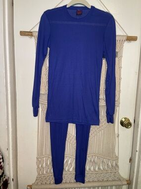 vtg Patagonia Capilene Base Layer Set Top & Pants Blue Made USA 90s womens sz sm